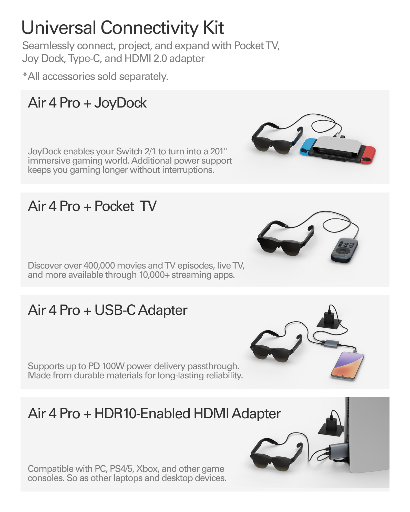 Instant Big-Screen Setup: RayNeo Air 4 Pro + USB-C Bundle